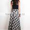 Latest long skirt design 2016 elegant black and white plaid long maxi skirt