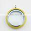 New arrive 316L stainless steel glass screw floating charms locket with yellow enamel