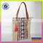 Bohemia national style beach bag and polyester with jute and cotton handbags pp handle