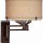 1031-6 a warm tan burlap shade Bronze Metal Swing Arm Wall Lamp decorate your home                        
                                                Quality Choice