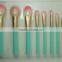 Free Makeup Samples Synthetic Hair Brushes 8pcs Green Plastic Brush Sets for Girls
