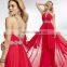 Hot Sexy Sleeveless Backless Long Red Evening Dress Wholesale Elegant And Beautiful Design Red Evening Dress