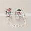 925 Sterling Silver Heart Red CZ Safety Chains Mother day Gift Bracelet Chains