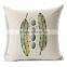 Linen square throw pillows case with plume printed STPC038