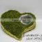 heart-shaped dark brown moss and sisal pot