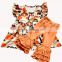 LM-002 2017 Newest Harvest pattern ruffle pants outfits for baby Thanksgiving wear whloesale childrens boutique clothing girls