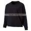 Women custom black fleece bat wing crew neck hooded sweatshirt