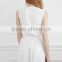 2016 China Supplier Summer Fashion Designs White Chiffon Embroidered Ruffle Sleeveless Spanish Dress