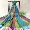 Latest design lady elegant colorful peacock custom logo winter shawl pashmina scarf with tassels