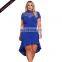 Wholesale New Mesh Insert Ruffled Hi-low Hem Plus Size Dress