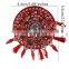 Fashion Red Black Round Design Beaded Crystal Tassel Fringe Patches for Bag Clothes