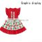 Fresh design flutter sleeve Girl Dress blooming flowers pattern Short Sleeve Dresses For Baby Girls