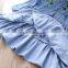 Girls embroidered wood ears lapel denim dress
