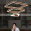 Modern decorative home square shape big led acrylic chandelier lights with Double face light