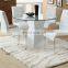Cheap classic modern minimalist creative tempered glass top dining table, top china furniture glass dining table