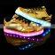 Wholesale Fashion gold/silver adults LED shoes/LED light up shoes/LED flashing sneaker/luminous LED light sport shoes