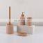 Plastic bamboo bathroom accessory set 4 pcs bathroom set wooden lid