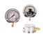 Stainless steel body, brass joints, shock-resistant oil-filled bottom mounting pressure gauge with flange
