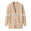 Custom Winter Fashion V-Neck Cardigan for Women Casual Style Knitted Cashmere Sweater with Button Decoration