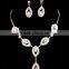 Fashion Jewelry Water Drop Earrings Necklace Set With Crystal Pendant