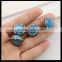 LFD-0086B Natural Blue Gemstone Loose Beads, Round Ball Shape Beads, with Crystal Rhinestone Paved Druzy Connector Jewelry