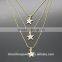 Gold Tone Three Layer Star Necklace for Women