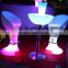 Good quality LED modern sale cheap plastic tables and chairs /plastic lighting led bar chair