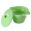 Promotional large round shaped folding silicone food storage container with lid