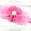 Pretty Chiffon Pearl Flowers Top Baby Headband Cute Girls Princess Stretch Headband