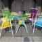 2015 hot sale new style aluminum frame plastic wood dining set WPC dining table chairs