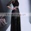 2015 New Fashion Black Half Lace Sleeves Women Evening Dress