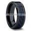 8mm 14k Gold Tungsten Carbide Ring Brushed Center Mens Wedding Band Comfort Fit