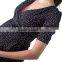 Summer Print Chiffon Black Wrap Maternity Dress, Long Maternity Clothes, Half Sleeve Maternity Clothing