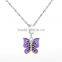 S259 Globalwin Purple And Orange Enamel 925 Europen Butterfly Charm Brand Crystal Paved Charm
