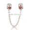 925 Sterling Silver Heart Red CZ Safety Chains Mother day Gift Bracelet Chains