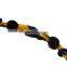 Navy Blue Yellow Titanium Ionic Sport Baseball Necklace With 20" 3-rope Tornado Braid