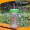 Custom plastic mason jars bottles with straw and handle