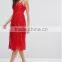  Clothing OEM Shiny Red lady Women Midi dresses Prom Lace Dresses
