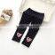 S32833W 2017 Girls Cotton Leggings Baby Girl Bow Leggings Pants Kids Heart Appliqued Pants