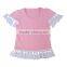 Boutique Child Lace Ruffle T-shirt Fall Little Girls Ruffle Clothes Baby Girl Seersucker Shirt