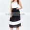 Fashion Pleated Colorblock Midi Skirt/wide Simple Design Skirts 2015