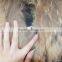 SJ367-01 Natural Brown Black Knitted Women Apparel With Rabbit Fur, Raccoon Collar And Fox Fur