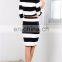 New Arrival Black Stripe Long Sleeve Woman Crop Top and Skirt Set