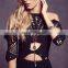 Cold Shoulder Keyhole Back Closed Good Time USA Beach Net Dresses Black NT6758