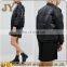 Women Apparel 2017 Black Padded Cotton Satin Bomber Jackets with Baseball Collar JYABF006