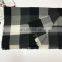New herringbone jacquard black and white plaid scarf
