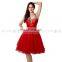 Instock Red Tulle Halter Rhinestone Zipper Mini Homecoming Dresses