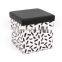 RTS modern home furniture printing PVC Leather Foldable storage ottoman cubes
