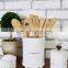 New Custom embossed White handmade kitchen ceramic canister utensils holder