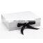 Custom brand printing a5 shallow plain white magnetic gift present box with ribbon